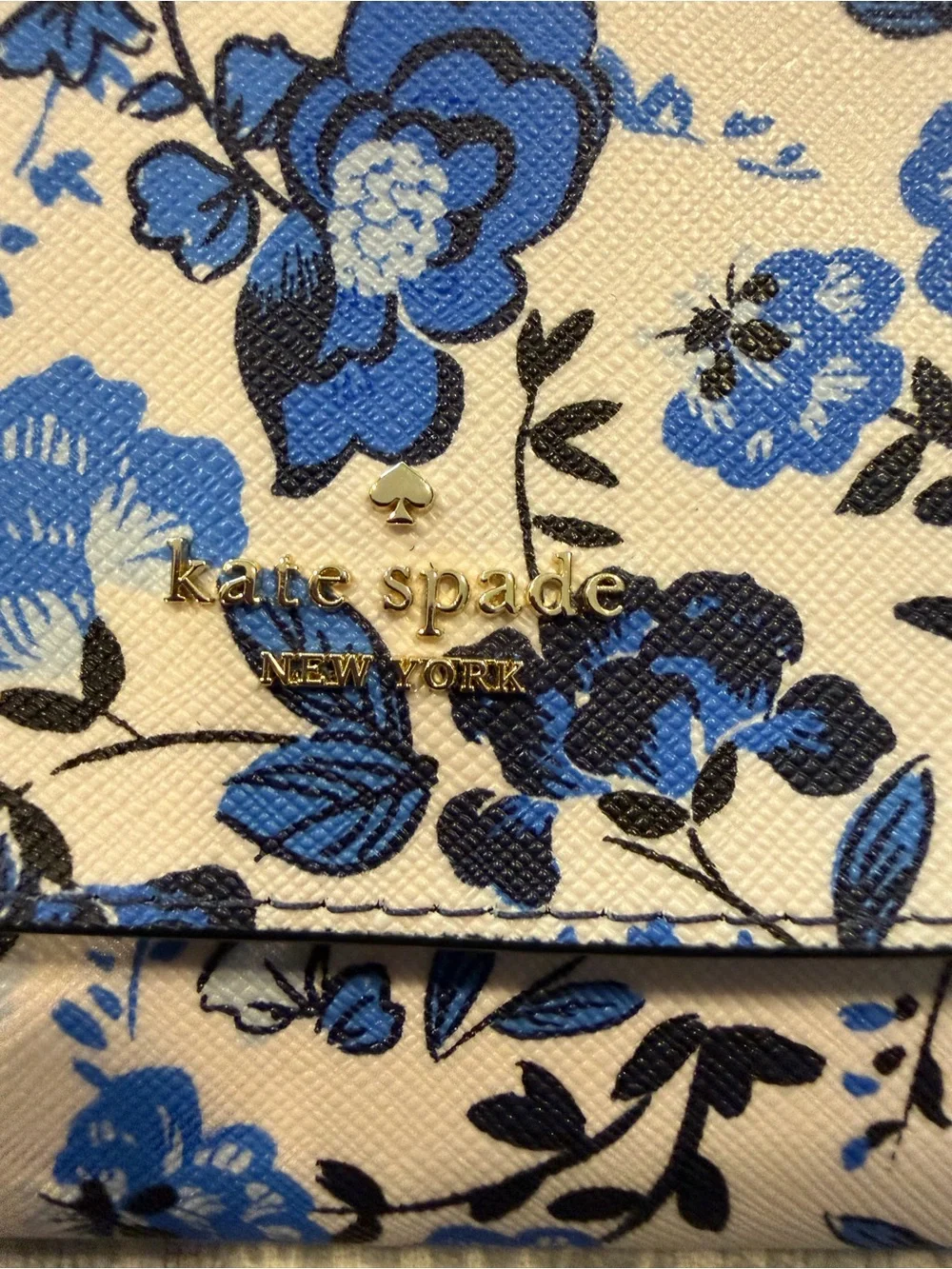 kate spade Blue Floral Crossbody Bag with Black Strap